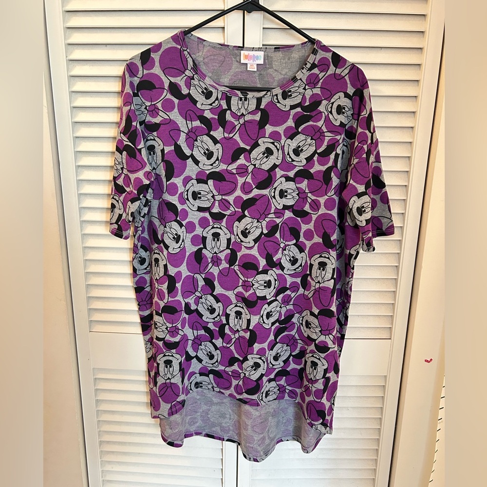 LuLaRoe Minnie Mouse Purple Disney Irma Top - XS